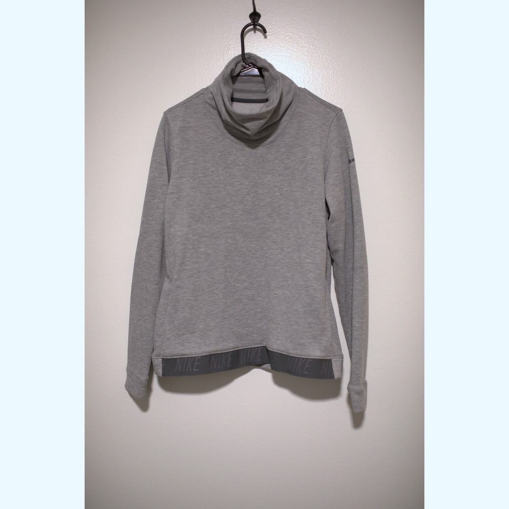 Nike Dri-FIT Women Cowl Neck Pullover Heather Gray Athletic Sweatshirt Medium